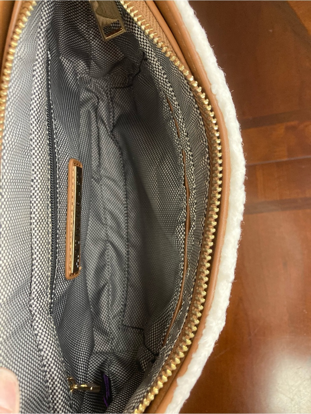 Antik Kraft Vegan Leather & Shearling Crossbody Saddle Bag - Cognac & Cream NWOT - Picture 12 of 15